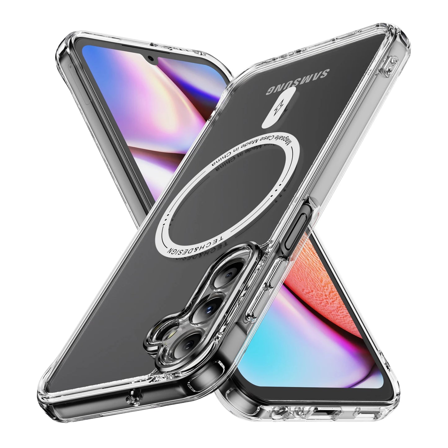 Clear Phone Case For Samsung galaxy A55 A15 S23 S24 FE S25 Ultra Shockproof Transparent Magnetic Magsafe Cover Soft Case Funda