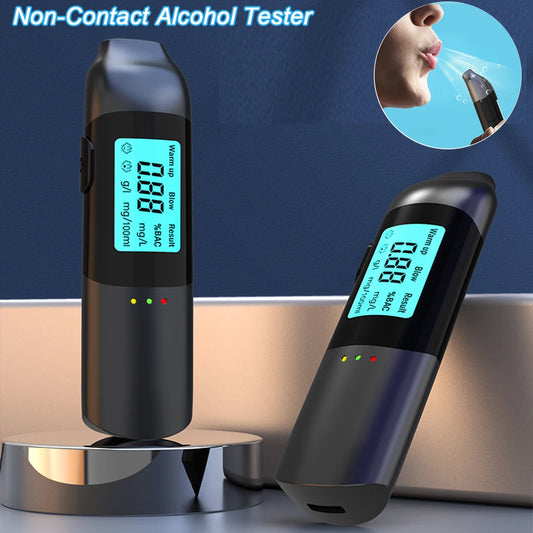 Portable Alcohol Tester with LED Digital Display Alcoholmeter Alcohol Tester Electronic Breathalyzer Non-Contacting Detector