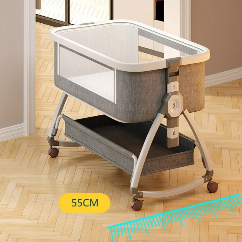 Crib Mobile Multi-functional portable  0-2 years old crib folding high and low adjustable cradle bed Baby patchwork bb bed