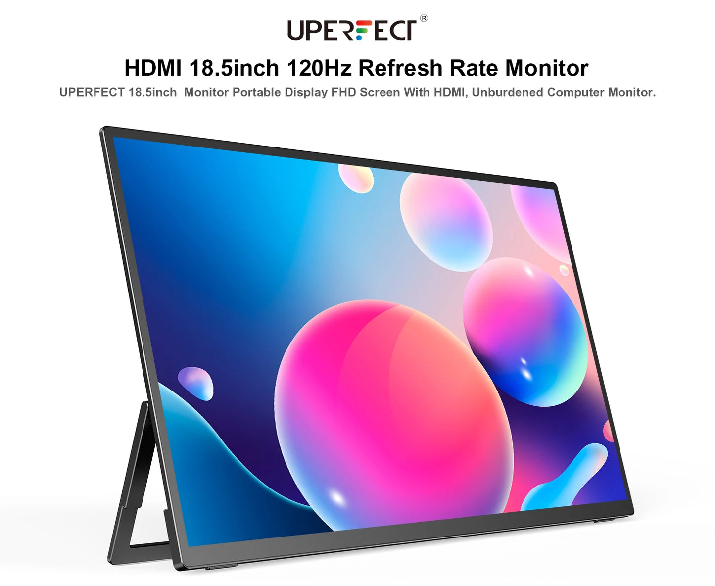 UPERFECT 18.5 Inch Computer Gaming Display Portable Monitor 120HZ IPS Laptop HDMI USB C External Screen With VESA Adjust Stand