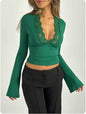 EleganceLace Deep V Crop Top