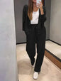 Autumn Elegance: Women's Knitted Cotton Sports Jacket & Trousers Set