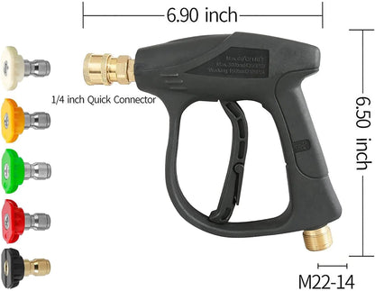 High 1/4"  Pressure Washer Gun 4000 PSI Car Wash Foam Spray Short Wand w/ Nozzle