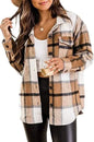 Women Flannel Casual Plaid Button Down Long Sleeve Woolen Shirt Vintage Elegant Fashion Jacket Coat Fashion Woman Blouse