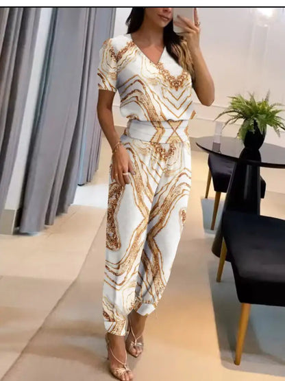 Summer Women Print Casual 2 Piece Set