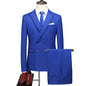 Men's Double Breasted Solid Color Coat Trousers Suit