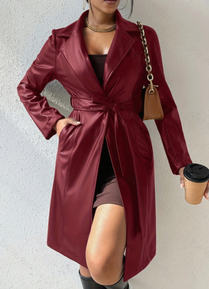 Cappotto in ecopelle lungo