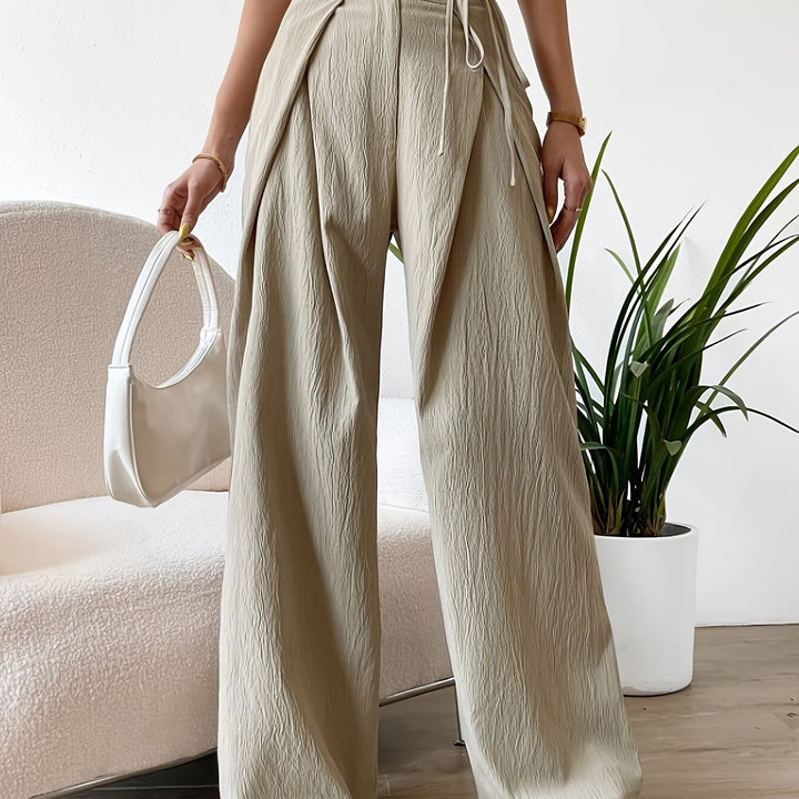 Pantaloni a gamba larga a vita alta da donna