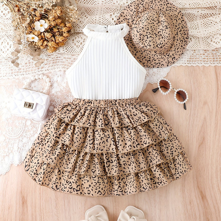 Completo leopardato da 3 pezzi per ragazze