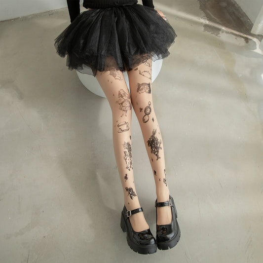 Spring And Summer Commuter Alice Lolita Tattoo Stockings