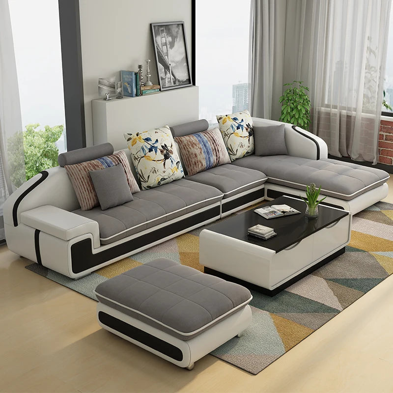 Nordic Style Minimalistic Sofa Living Room Modern L Shape Puffs Sofa Lounge Sectional Lazy Divani Da Soggiorno Home Furniture