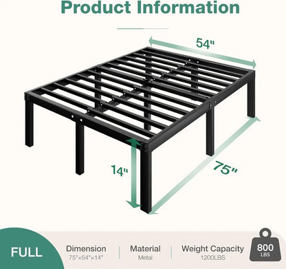 Queen Bed Frame, 14 Inch Metal Platform Bed Frame Queen Size with Storage Space Under Bed, Heavy Duty Steel Slat Support, Easy