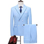 Men's Double Breasted Solid Color Coat Trousers Suit