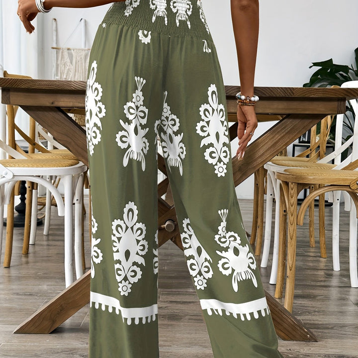 Pantaloni a gamba larga con stampa floreale per donna