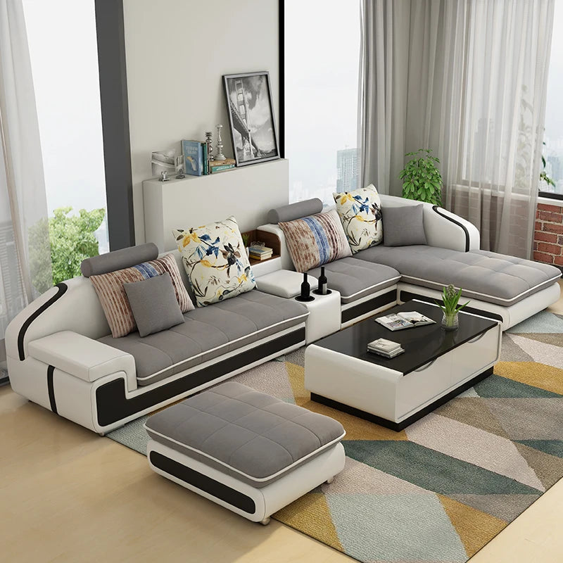 Nordic Style Minimalistic Sofa Living Room Modern L Shape Puffs Sofa Lounge Sectional Lazy Divani Da Soggiorno Home Furniture