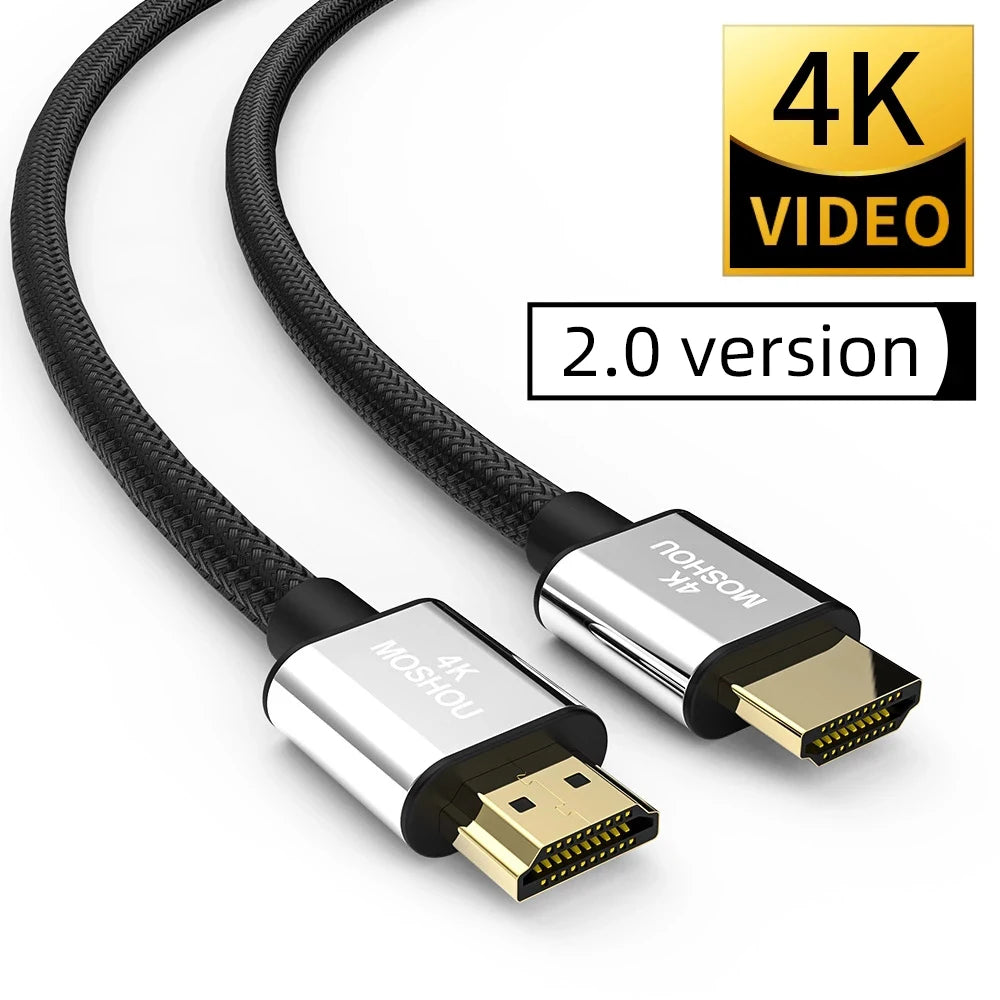 HDMI-compatible 4K 2.0b 2.0 Cables MOSHOU 4K@60Hz HDR ARC Video male to male for Apple TV PS4 NS Projector Amplifier