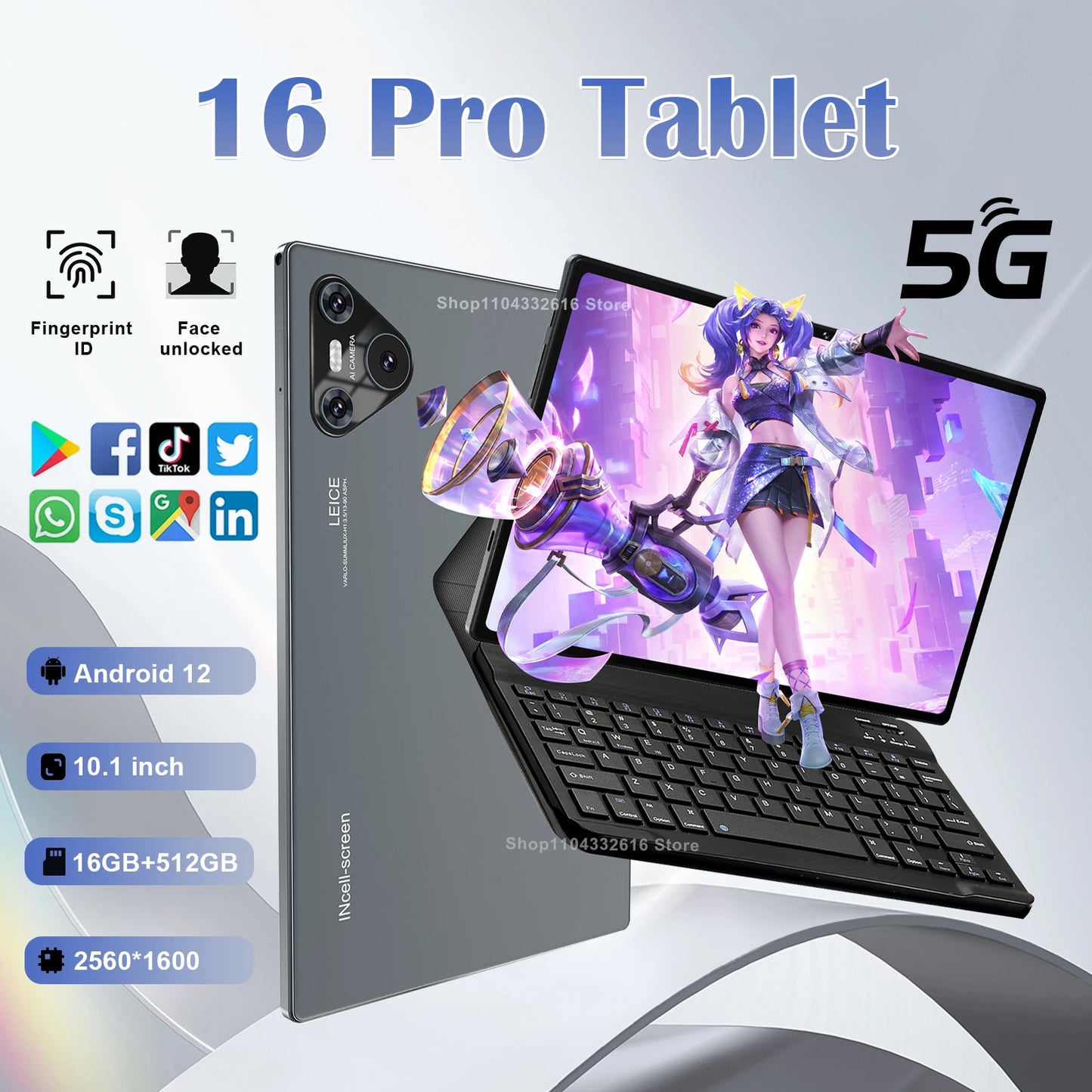 2024 Original 16 Pro Tablet 10.1 inch Android 14 Global Snapdragon870 10 Core 16GB+1024GB 10000mah 5G Dual SIM WIFI