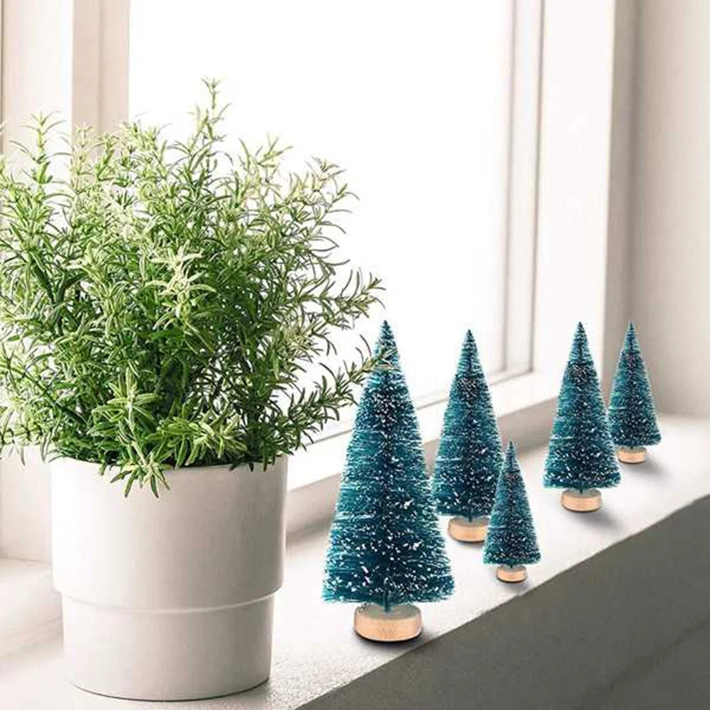 50PCS Miniature Artificial Christmas Tree Small Snow Frost Trees Pine Trees Christmas DIY Decoration Crafts