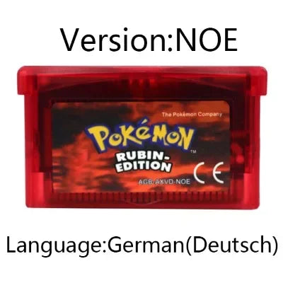 GBA Game Cartridge 32 Bit Video Game Console Card Pokemon Smaragd- Feuerrote Rubin- German Language Shiny Label