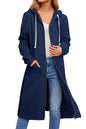 Solid Hooded Jacket with Drawstring for Women