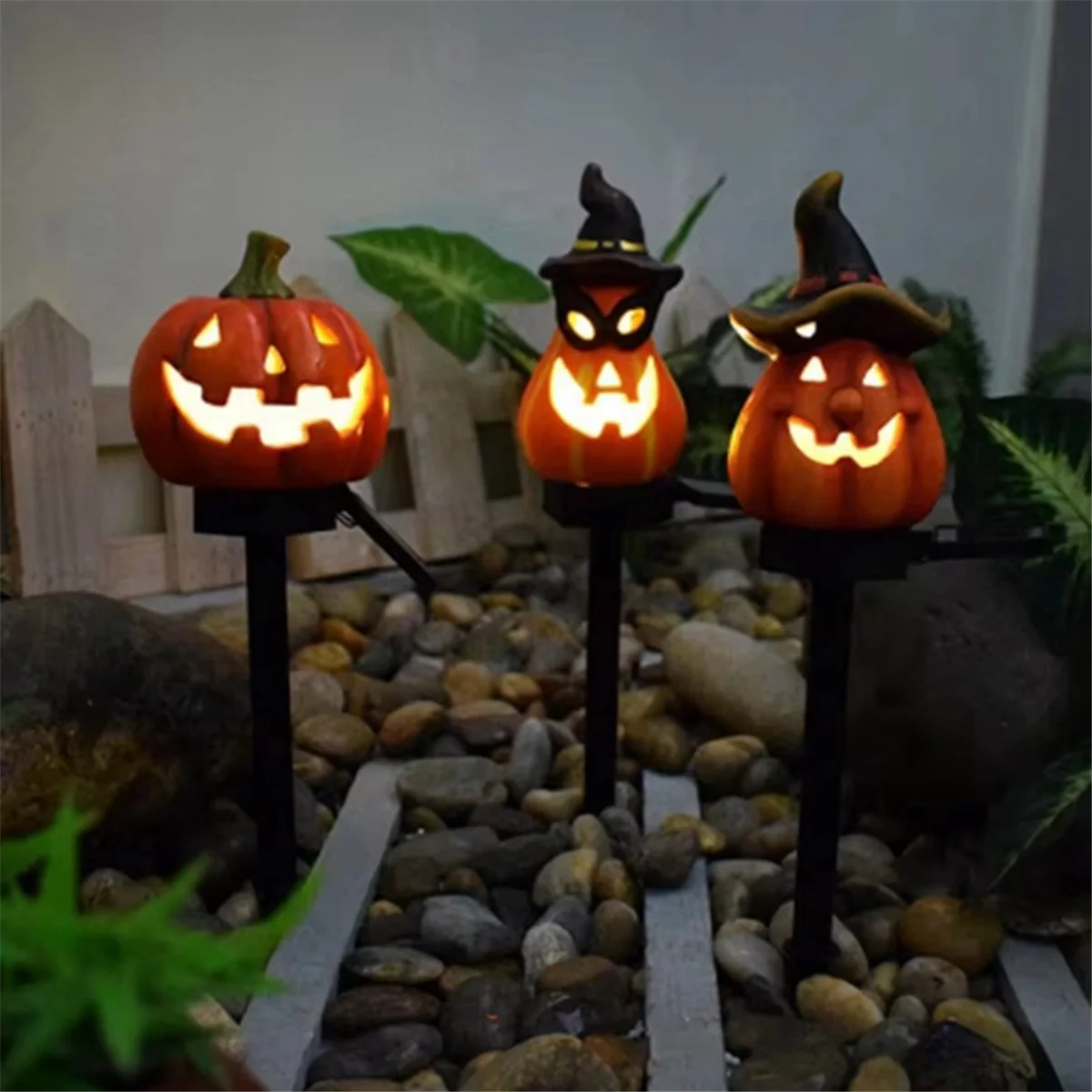 Pumpkin Solar Lights Garden Light Halloween Ghost Lights Outdoor Decor Lights Ground Lighting Home Decor,C