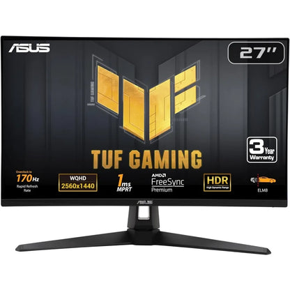 TUF Gaming 27” 1440P Monitor (VG27AQA1A) - QHD (2560 x 1440), 170Hz (Supports 144Hz), 1ms, Extreme Low Motion Blur,