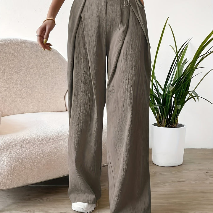 Pantaloni a gamba larga a vita alta da donna