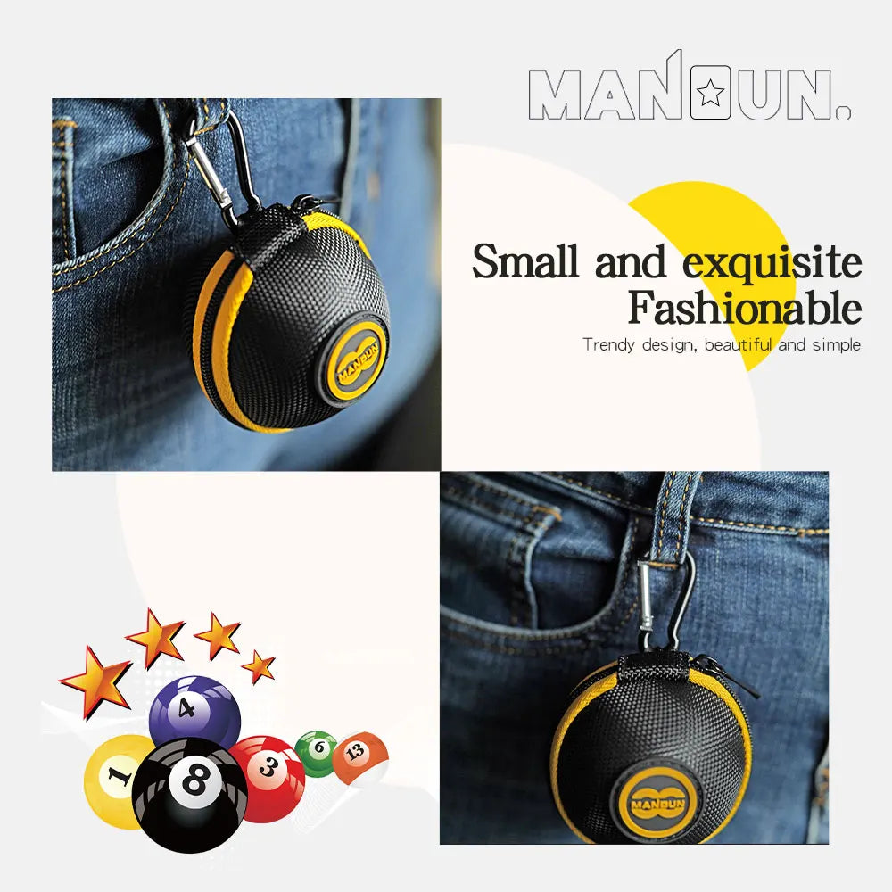 MANDUN-Clip-on Cue Ball Case, Nylon Fleece Material, Premium Billiard Balls Holder, Pool Training Balls Case