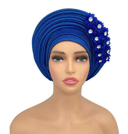 Stunning Floral Auto Gele Headwraps - 2024 New African Turban for Elegant Weddings & Parties