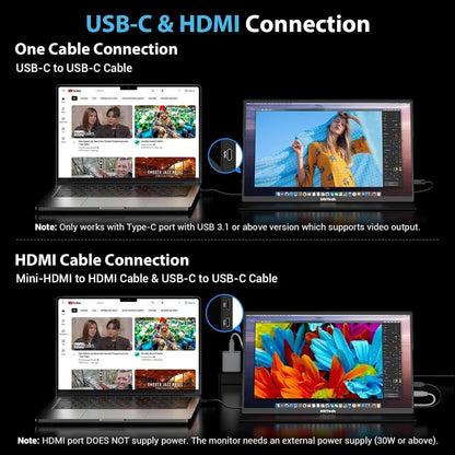 Portable Monitor 4K, 15.6'' 3840x2160 UHD USB-C HDMI Laptop Monitor, 100% Adobe RGB HDR FreeSync External Computer Display