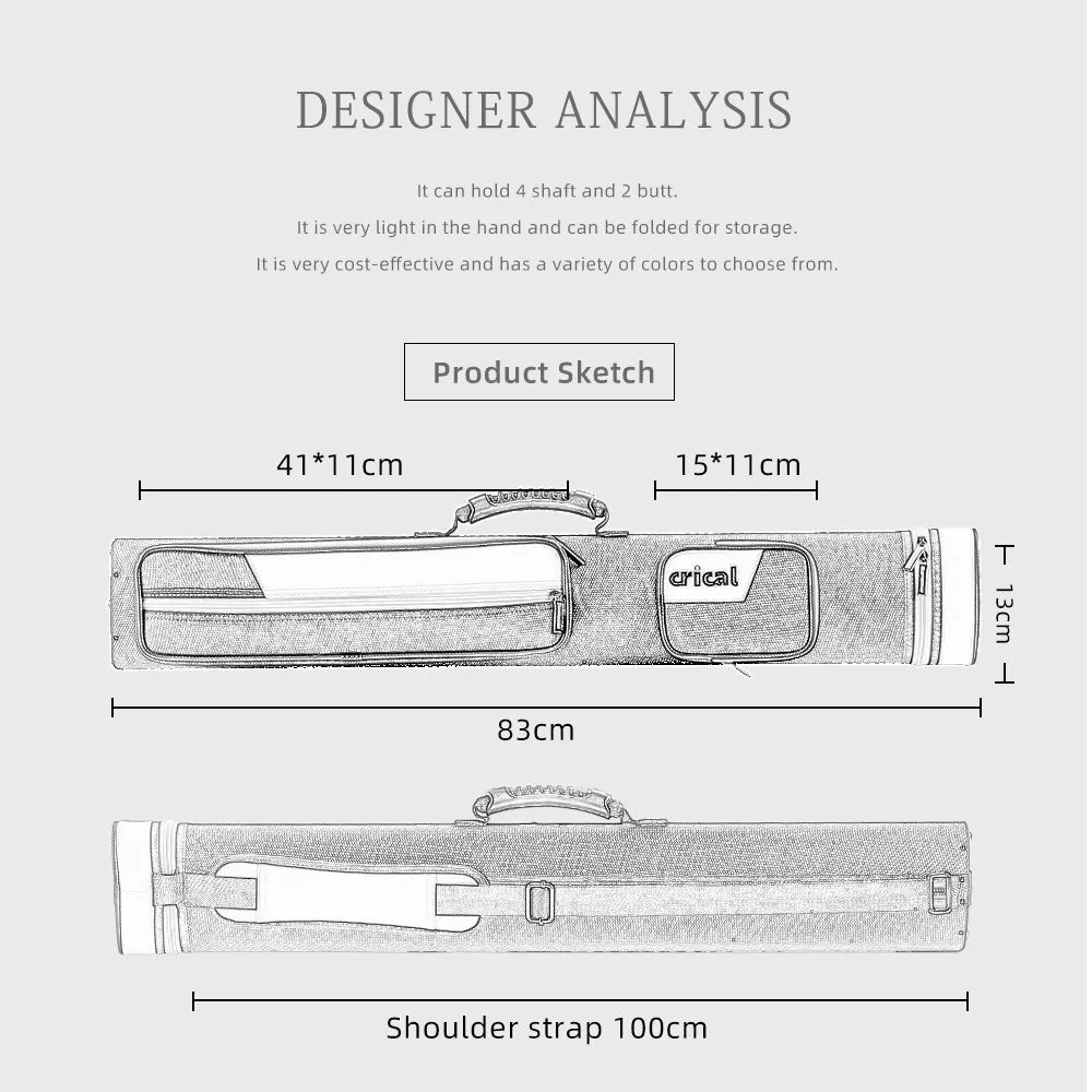 CRICAL Hard Cue Case Bag, Billiard Stick Carrying Case, 6 Holes, 2x4 Pool Case, 86cm Length, Oxford Cloth, Billiard Accessories
