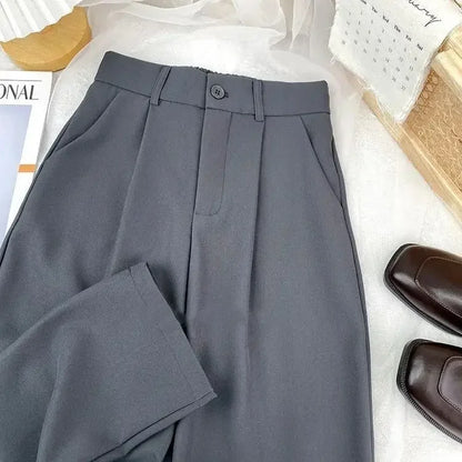 Fall Spring Black Suit Haren Pants Women Fashion Elastic High Waist Casual Trousers Woman Korean Style Solid Office Pant 2023