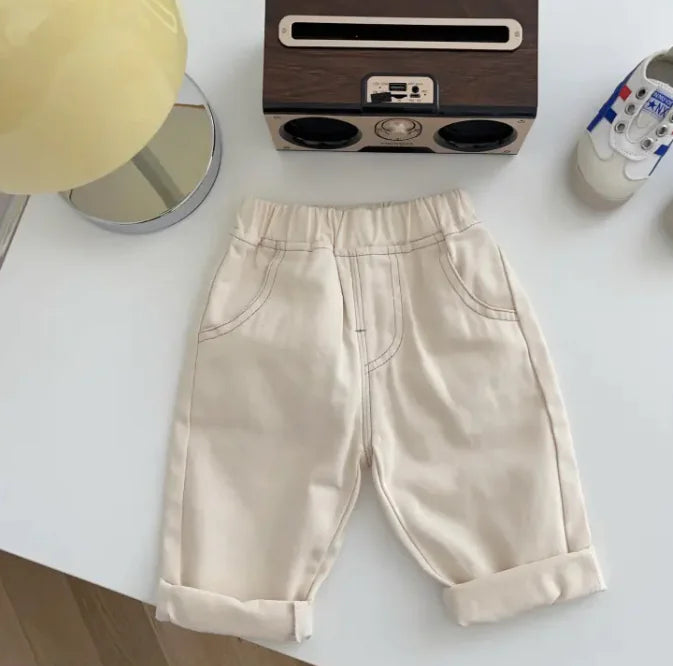 Soft Casual Children Simple Solid Color Jeans