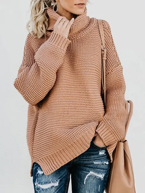 Warm Knitted Turtleneck Sweater Women