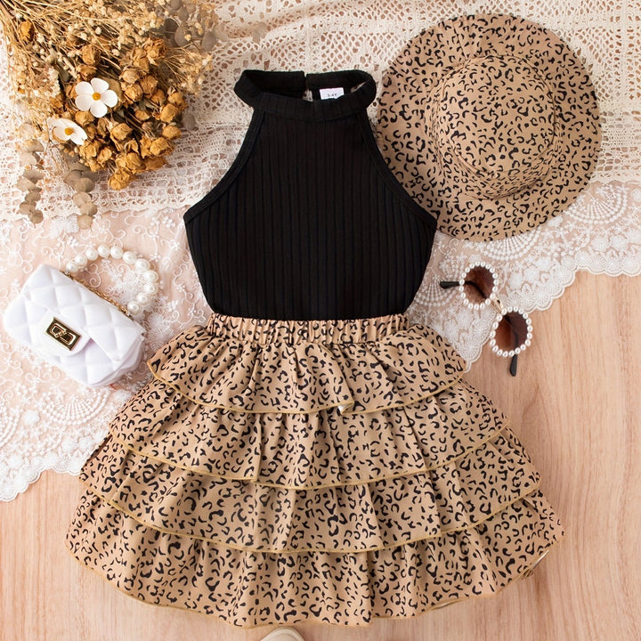 Completo leopardato da 3 pezzi per ragazze
