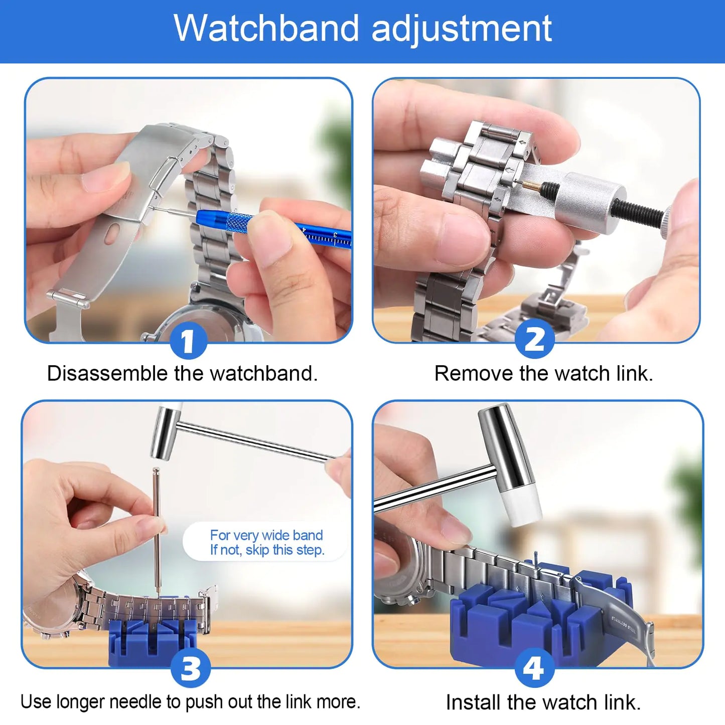 JOREST Watch Repair Kit, for Watch Battery Replacement & Watch Link Removal and Resizing & Watch Opener, Watch Repair Screwdriver Set, Watch Wrench Back Remover, Watch Cleaning, Spring Bar Tool