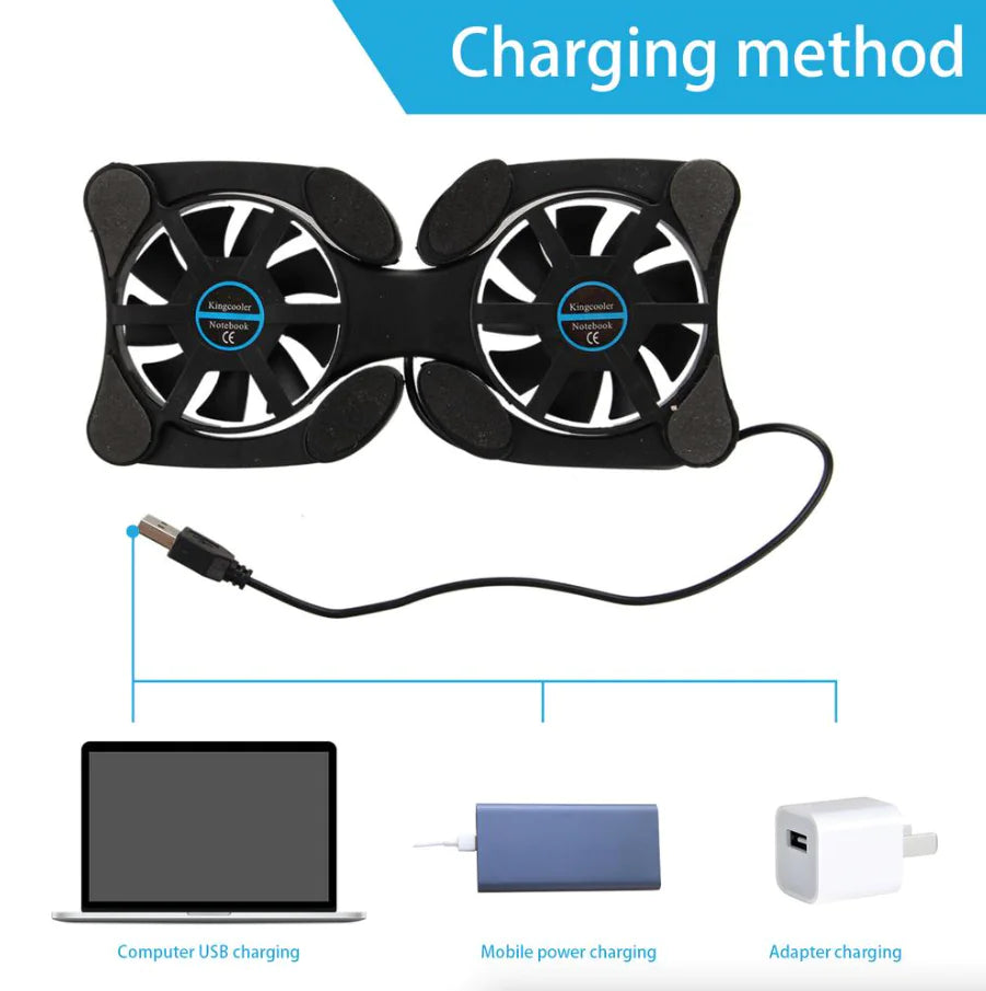 Dual USB Cooling Fan Pad Foldable Slim Fans Cooler Stand For Laptop PC Notebook