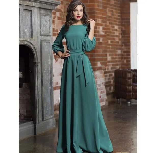 Autumn Women Casual Sashes Dress