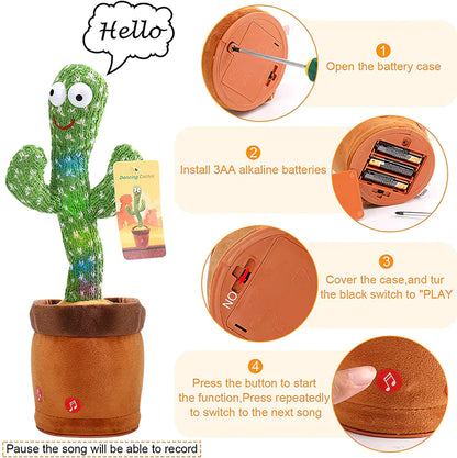 Dancing Cactus Plush Toy Doll Electronic Recording Shake With Song Funny Gift US