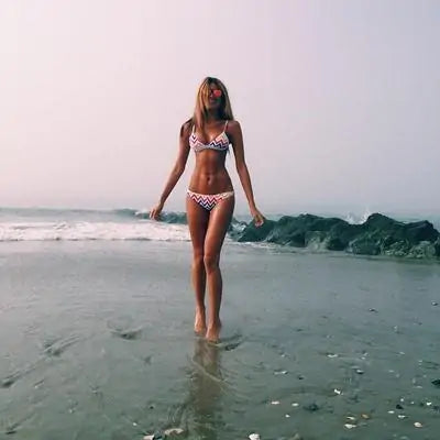 Ribbed Zig Zag Tie Side Bikini