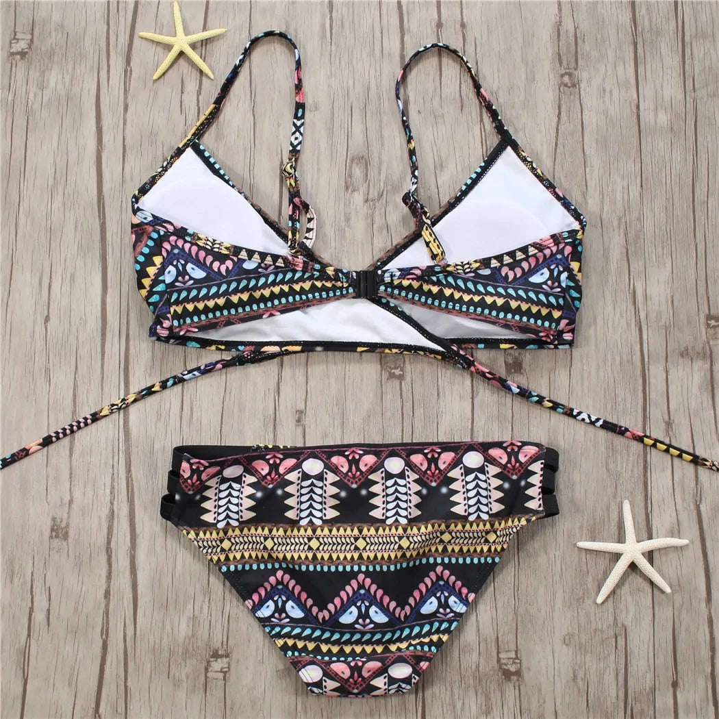 2018 Aztec Bandage Biquini String Bikini