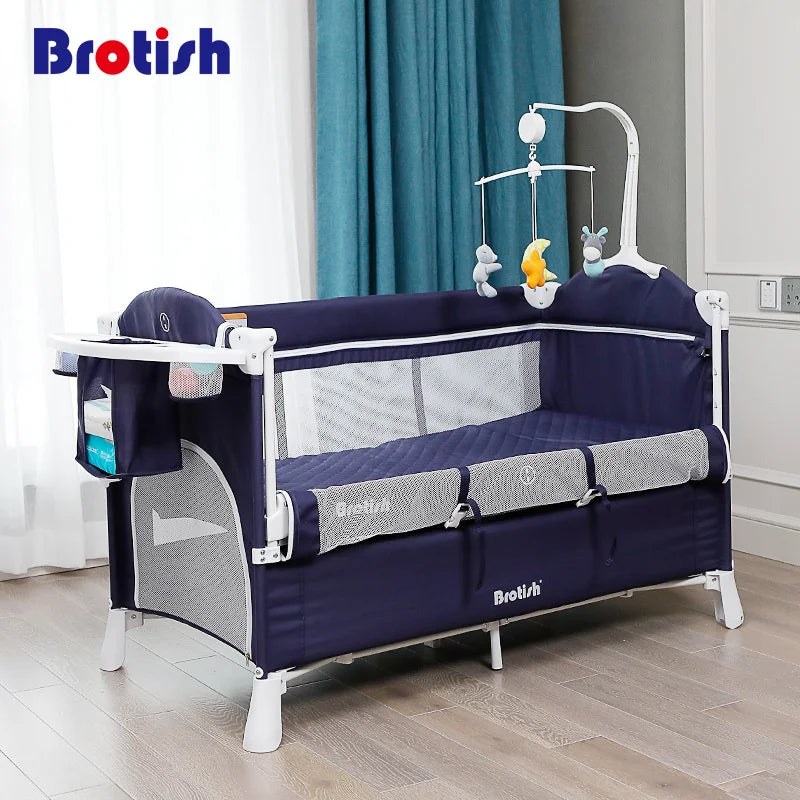 Multifunctional Baby Crib Foldable Baby Bed With Diaper Table Cradle Rocker Kid Game Bed Portable Baby Crib Support Dropshiping 