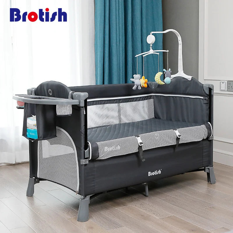 Multifunctional Baby Crib Foldable Baby Bed With Diaper Table Cradle Rocker Kid Game Bed Portable Baby Crib Support Dropshiping