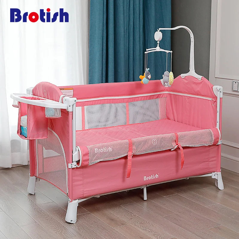 Multifunctional Baby Crib Foldable Baby Bed With Diaper Table Cradle Rocker Kid Game Bed Portable Baby Crib Support Dropshiping