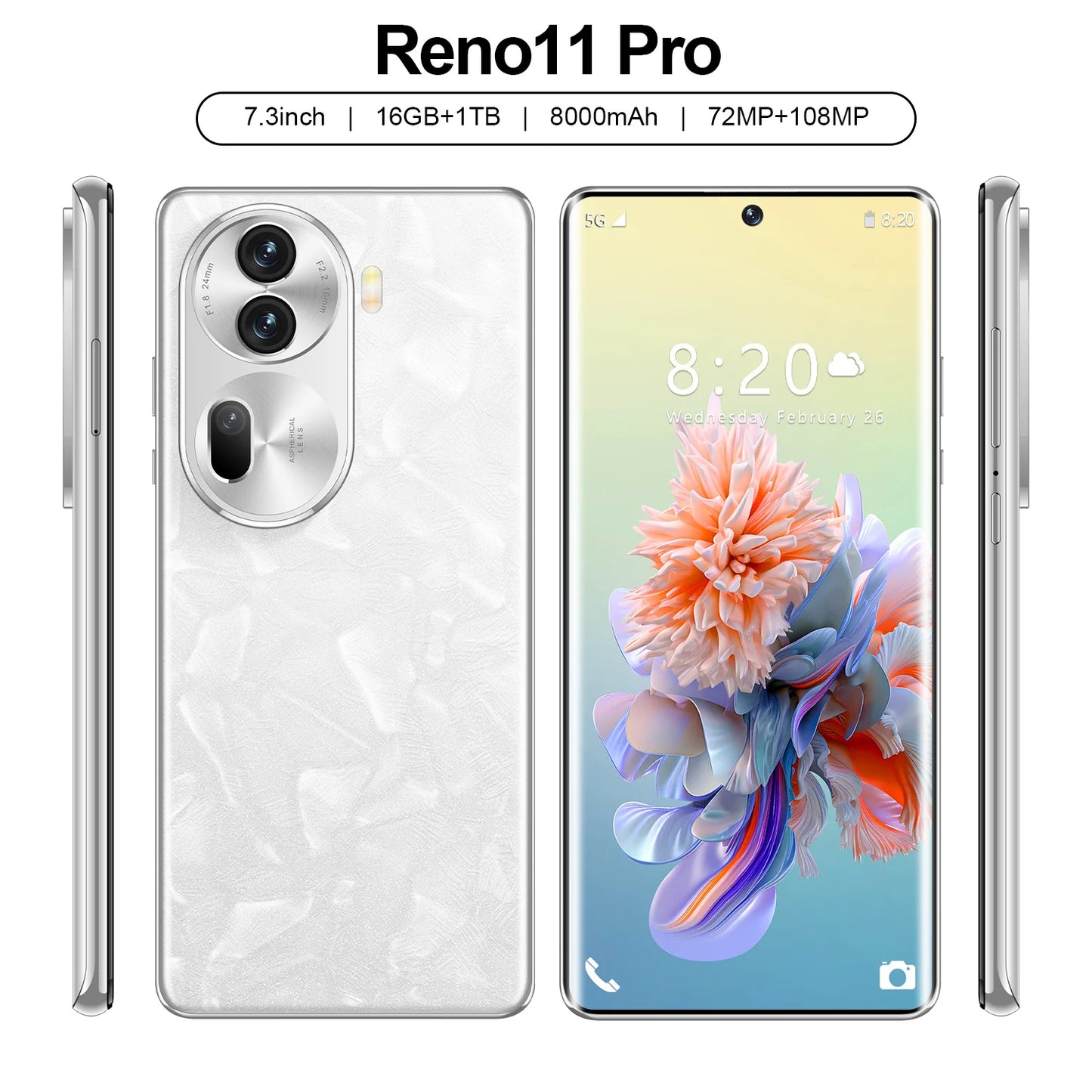 New arrival Reno11pro 7.3'' Sreen 5g sample oppo reno 11pro unlocked original mobile phone