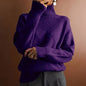 Loose High Collar Warm Sweater Solid Color Knitted Women