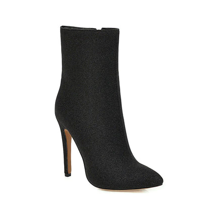 Glitter Pointy Toe Stivaletto Heeled Boots